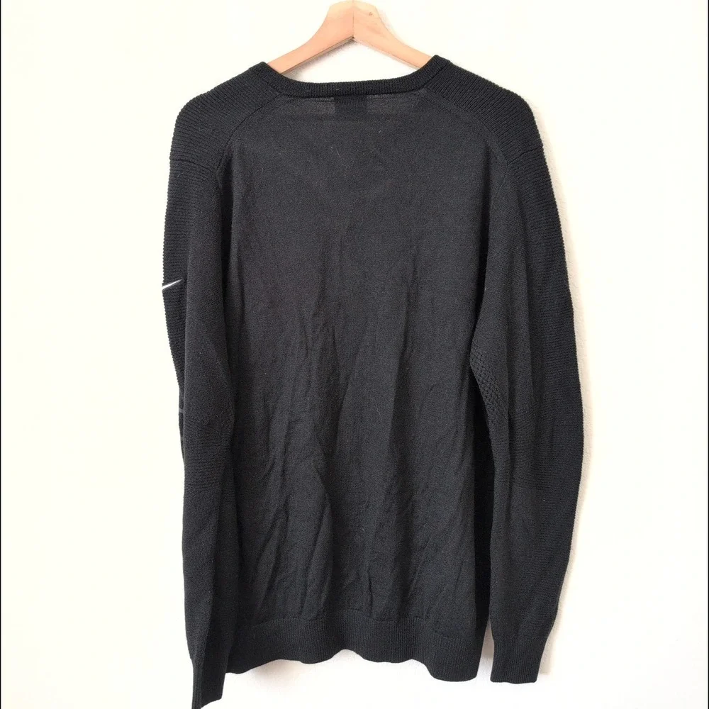 Nike Golf Tour Performance V-Neck Sweater Mens XL Black Striped Merino Wool RARE